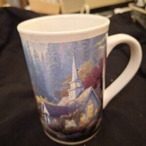 THOMAS KINKADE Company Print Coffee Mug Collectible Cup Classic Church Scene